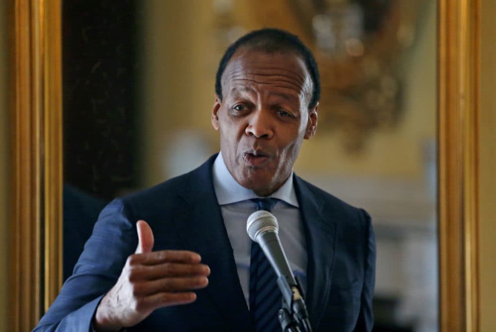 Lee Pelton on April 4, 2019 in Boston. (Angela Rowlings/MediaNews Group/Boston Herald via Getty Images)