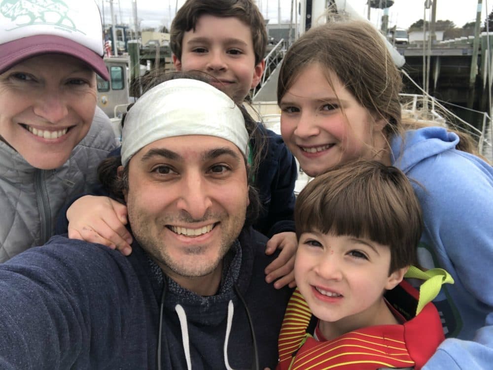 Sara Shukla and her husband, Anil, who is an emergency physician, and their family on March 22, 2020 --the day Anil moved out of his family's home to limit the potential of exposing them to COVID-19. (Courtesy)