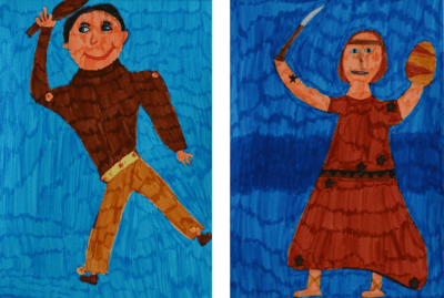 Ohio school children depicted the constellation Orion with the hunter holding a baguette and butterknife. (Courtesy of Dean Regas)