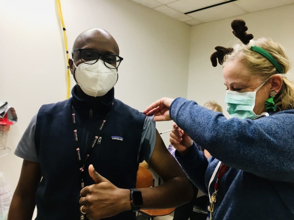 The author receiving the first dose of his COVID vaccine Tues., Dec. 22, 2020. (Courtesy)