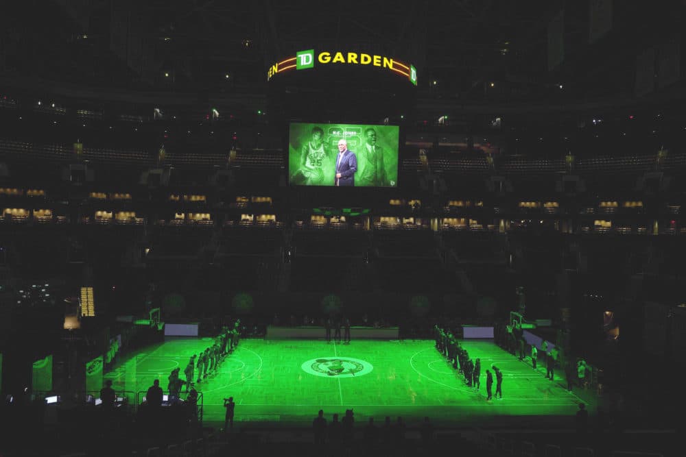 A moment of silence for former Boston Celtic and Hall of Famer K.C. Jones before the game between the Boston Celtics and the Brooklyn Nets at TD Garden on Dec. 25, 2020 in Boston. (Omar Rawlings/Getty Images)
