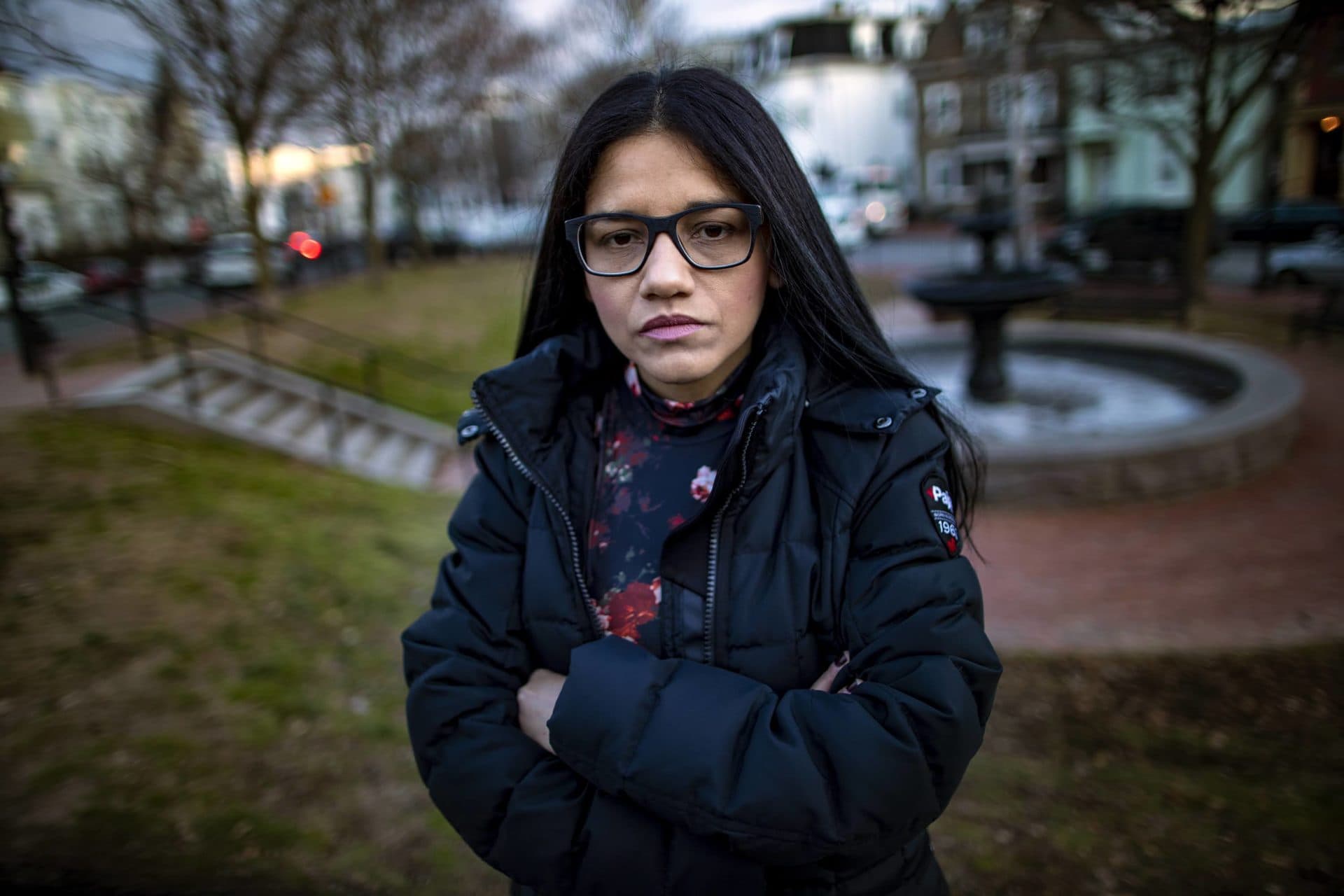 Patricia Montes is the head of Centro Presente and witnessed the consequences of coups as a child while living in Honduras and then once again as an adult in 2009. She said last week gave her the same level of anxiety. When people say this isn't who the United States is she disagrees. (Jesse Costa/WBUR)