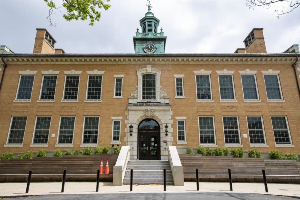 In 2018, the Devotion School was renamed the Coolidge Corner School temporarily until a new name was chosen. (Jesse Costa/WBUR)