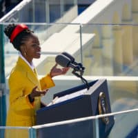 Poet Amanda Gorman speaks at the inauguration of U.S. President Joe Biden on the West Front of the U.S. Capitol on Jan. 20, 2021 in Washington, DC. (Drew Angerer/Getty Images)