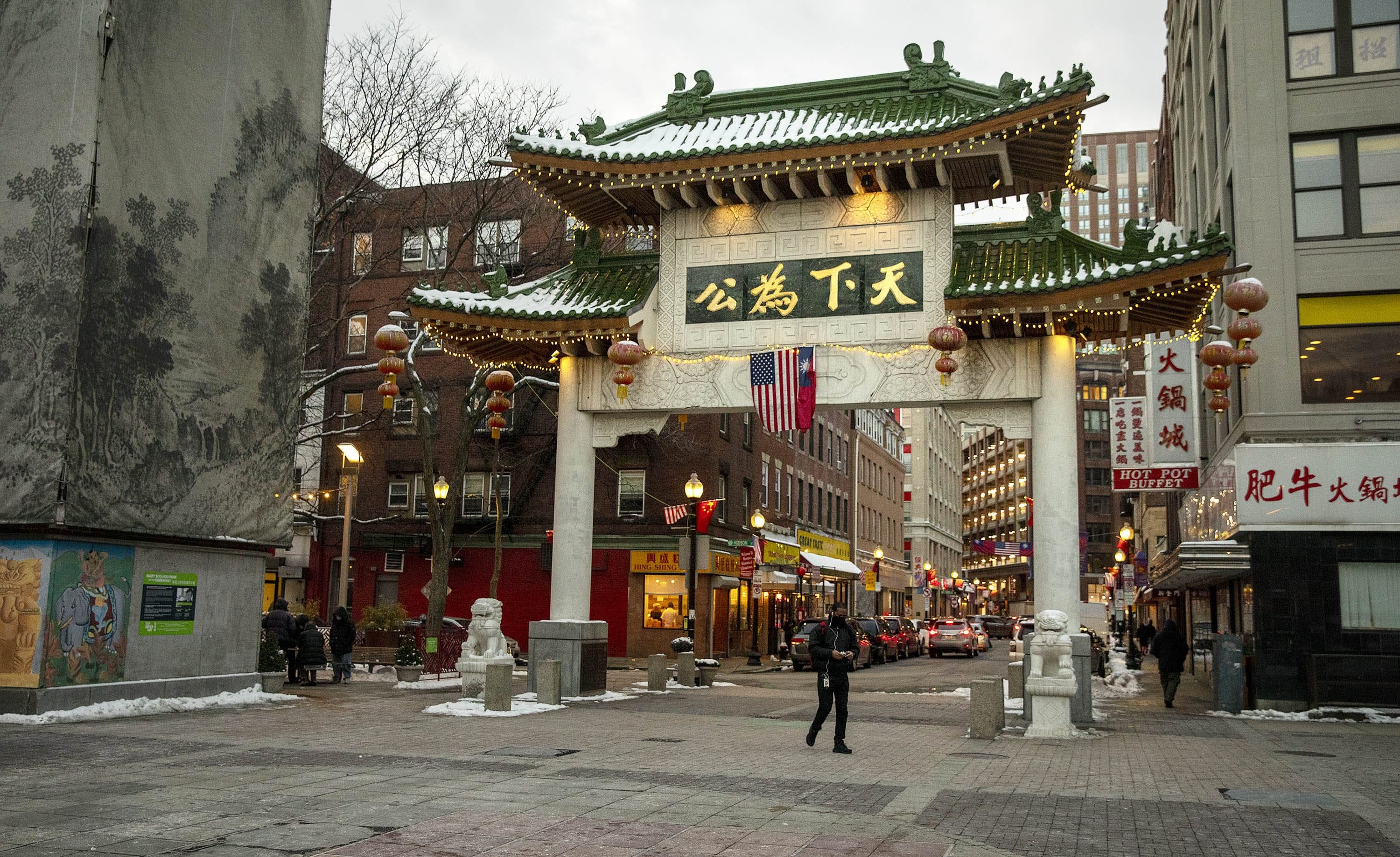The Chinatown Gateway on Beach Street in Boston. (Robin Lubbock/WBUR)