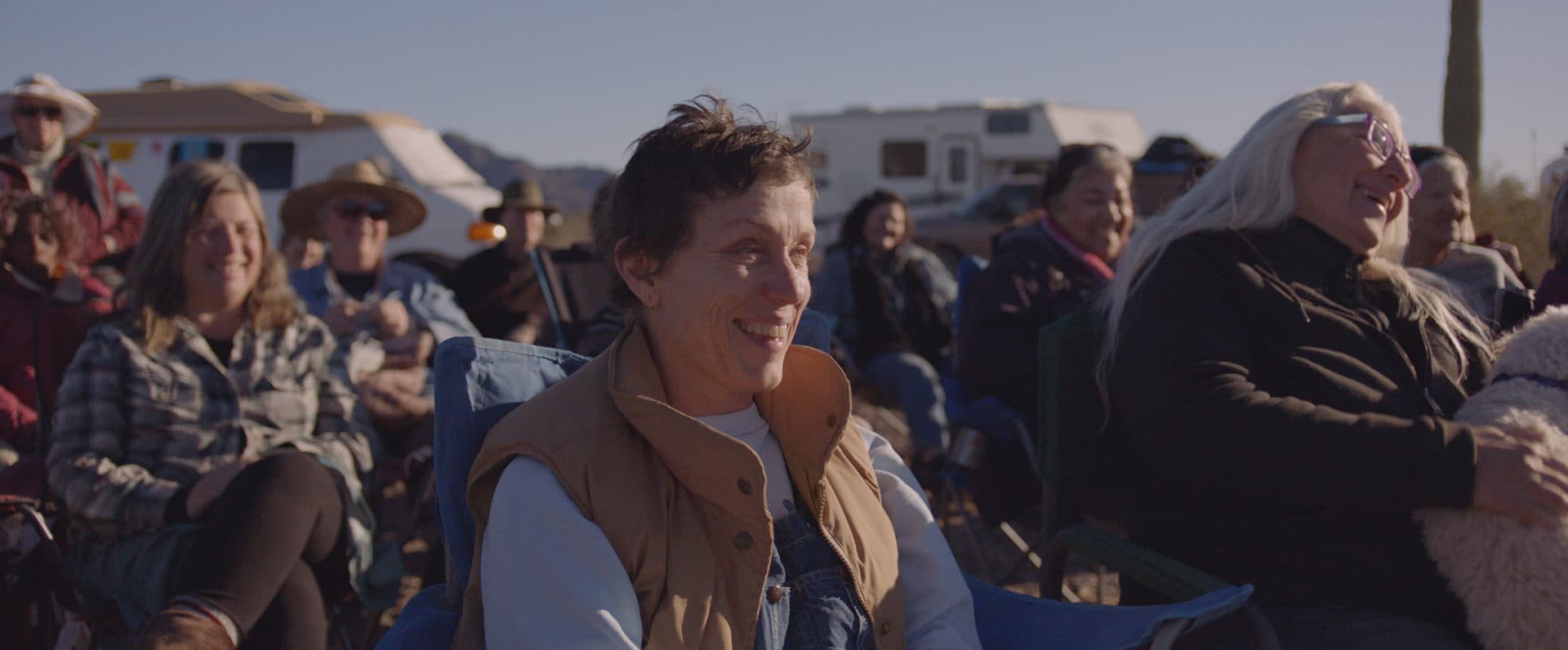 Frances McDormand (center) in "Nomadland." (Courtesy Searchlight Pictures)