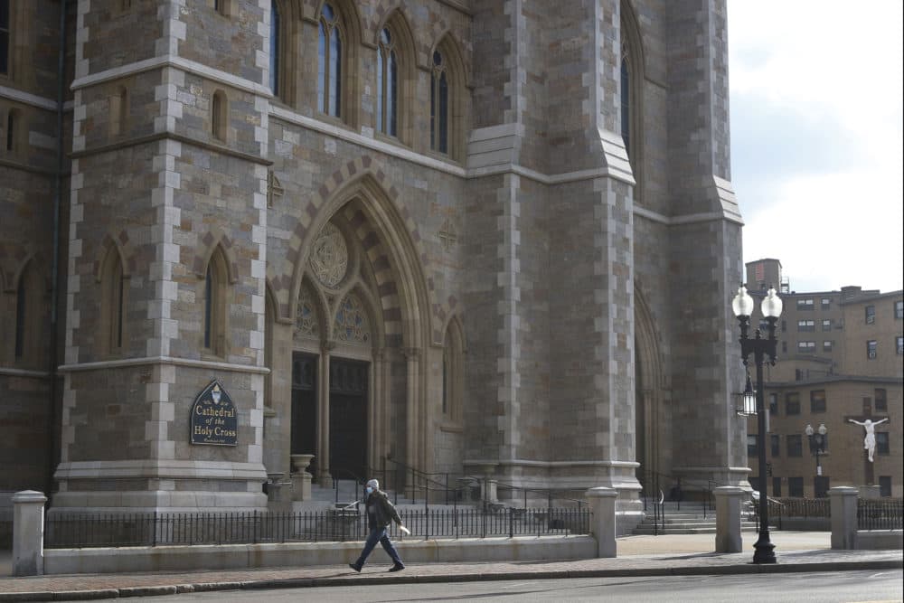 This Jan. 22, 2021, photo shows the Cathedral of the Holy Cross in Boston. (Bill Sikes/AP)