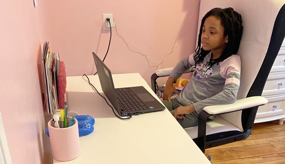 Avery Burton, Shylanda Johnson's youngest child, attends BPS classes remotely. (Courtesy of Shylanda Johnson)