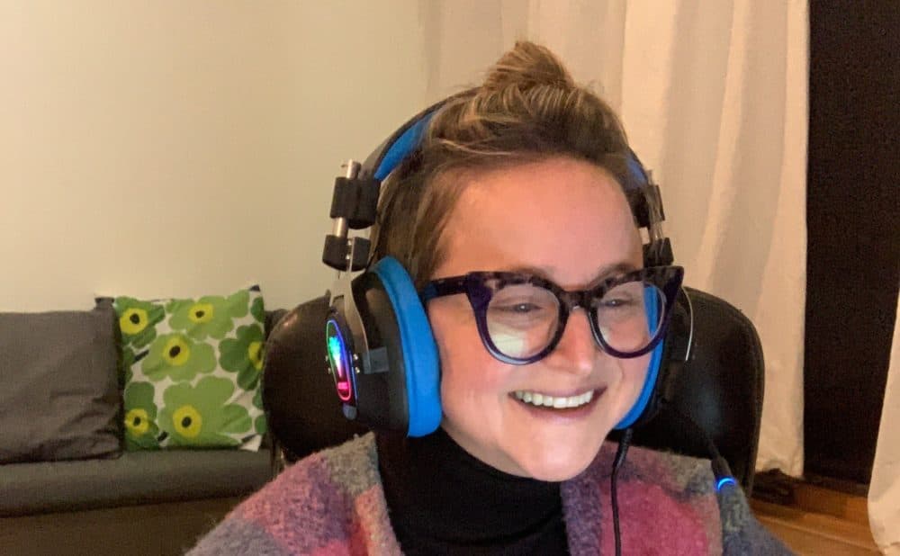 The author, bathed in the light of her computer. (Courtesy)