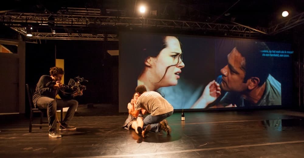 Julia Bernat and Rodrigo de Odé in "Julia." Paulo Camacho is the cameraman. (Courtesy Marcelo Lipiani)