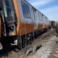 An Orange Line train derailed Tuesday. (Courtesy @thetrueboston on Twitter via SHNS)