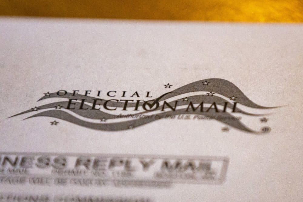 A 2020 election mail ballot in Massachusetts. (Jesse Costa/WBUR)