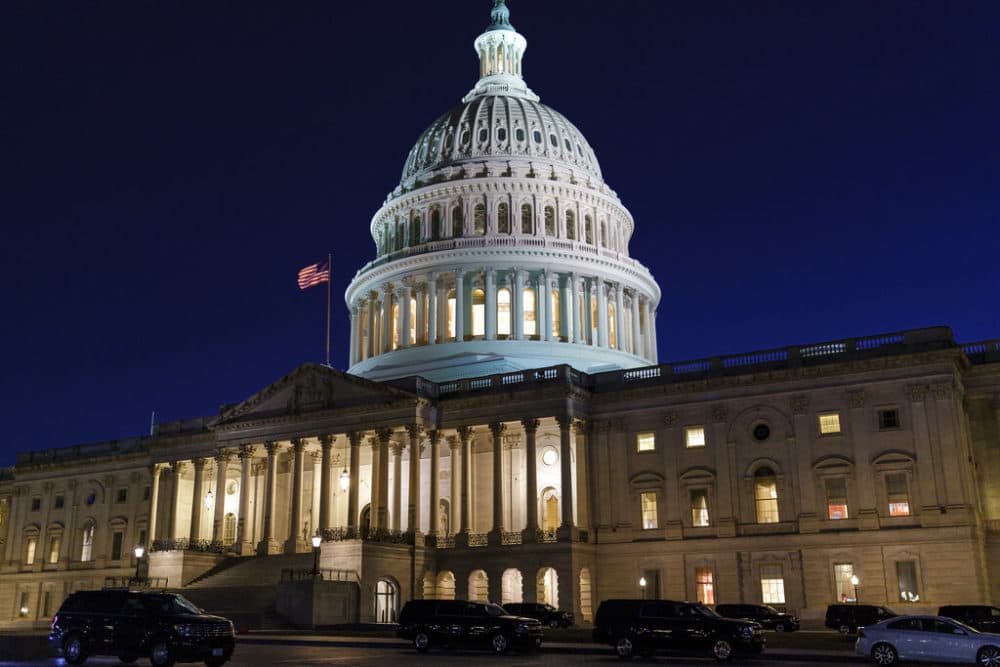 The Capitol is seen at dusk as work in the Senate is stalled on the Democrats' $1.9 trillion COVID-19 relief bill, in Washington, Friday, March 5, 2021. Senators passed the bill Saturday afternoon. (J. Scott Applewhite/AP)