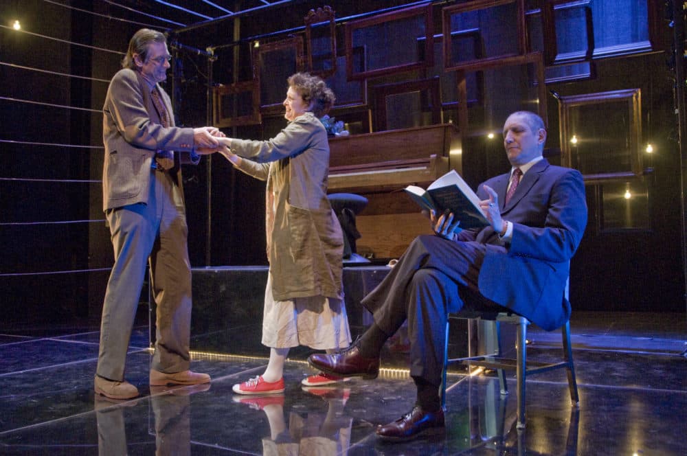 Ken Cheeseman, Paula Langton and Stephen Russell in "Daughter of Venus" at Boston Playwrights Theatre. (Courtesy Boston Playwrights Theatre)