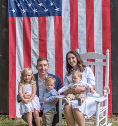 State Sen. Ryan Fattman, his wife  Stephanie Fattman, the Worcester County Register of Probate, and children. (Courtesy photo)