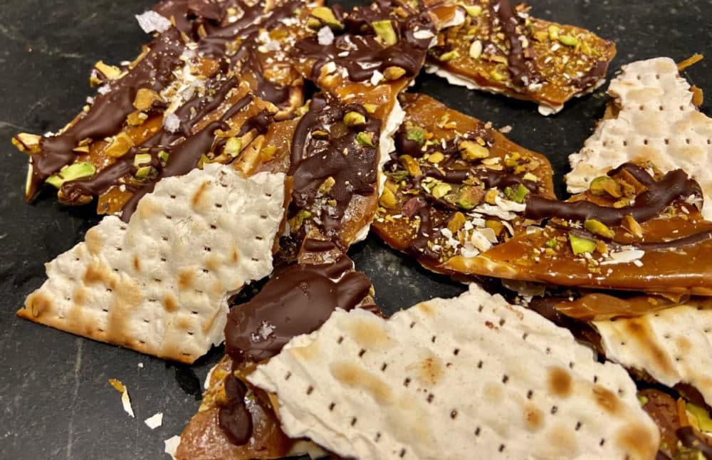 Matzah Brittle With Pistachios, Dark Chocolate And Sea Salt. (Kathy Gunst/Here & Now)