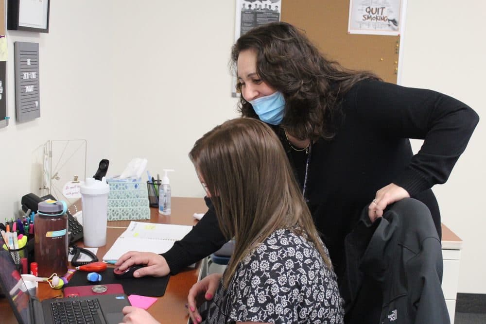 Gina Mullen leads a five-person team at Newport Mental Health's new young adult center. (Antonia Ayres-Brown/The Public's Radio)