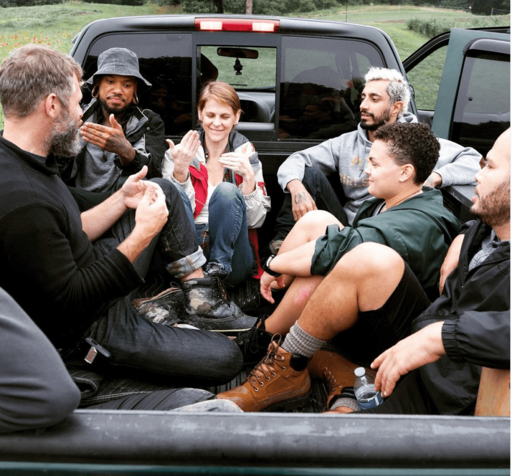 Behind the scenes on the set of "Sound of Metal." (Courtesy Amazon Studios)