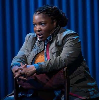 Maiesha McQueen in Merrimack Repertory Theatre's "Until the Flood." (Courtesy Kathy Wittman)