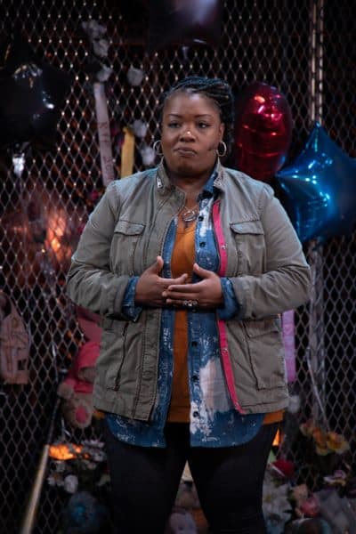Maiesha McQueen in Merrimack Repertory Theatre's "Until the Flood" by Dael Orlandersmith. (Courtesy Kathy Wittman)