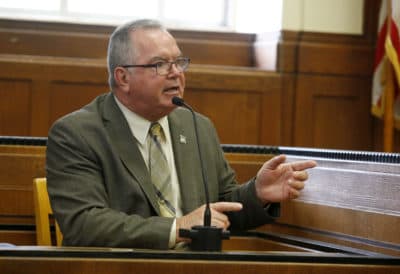Then-president of the Boston Police Patrolmen's Association, Patrick M. Rose, testified during a hearing over the issue of body cameras for Boston police officers in 2016. (Jessica Rinaldi/The Boston Globe via Getty Images)