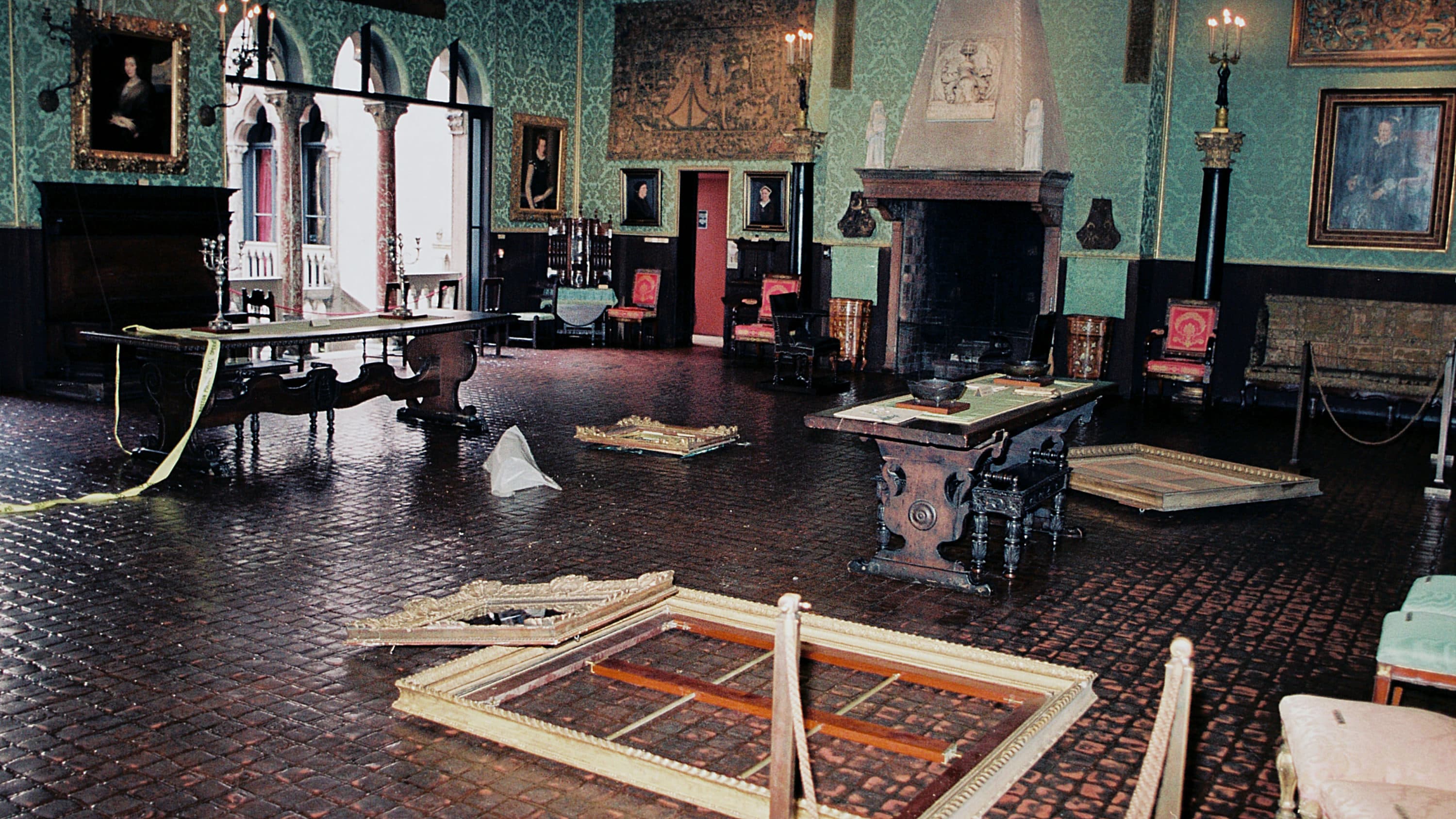 Inside the Isabella Stewart Gardner Museum after the robbery, as seen on "This Is a Robbery: The World's Biggest Art Heist." (Courtesy of Netflix)