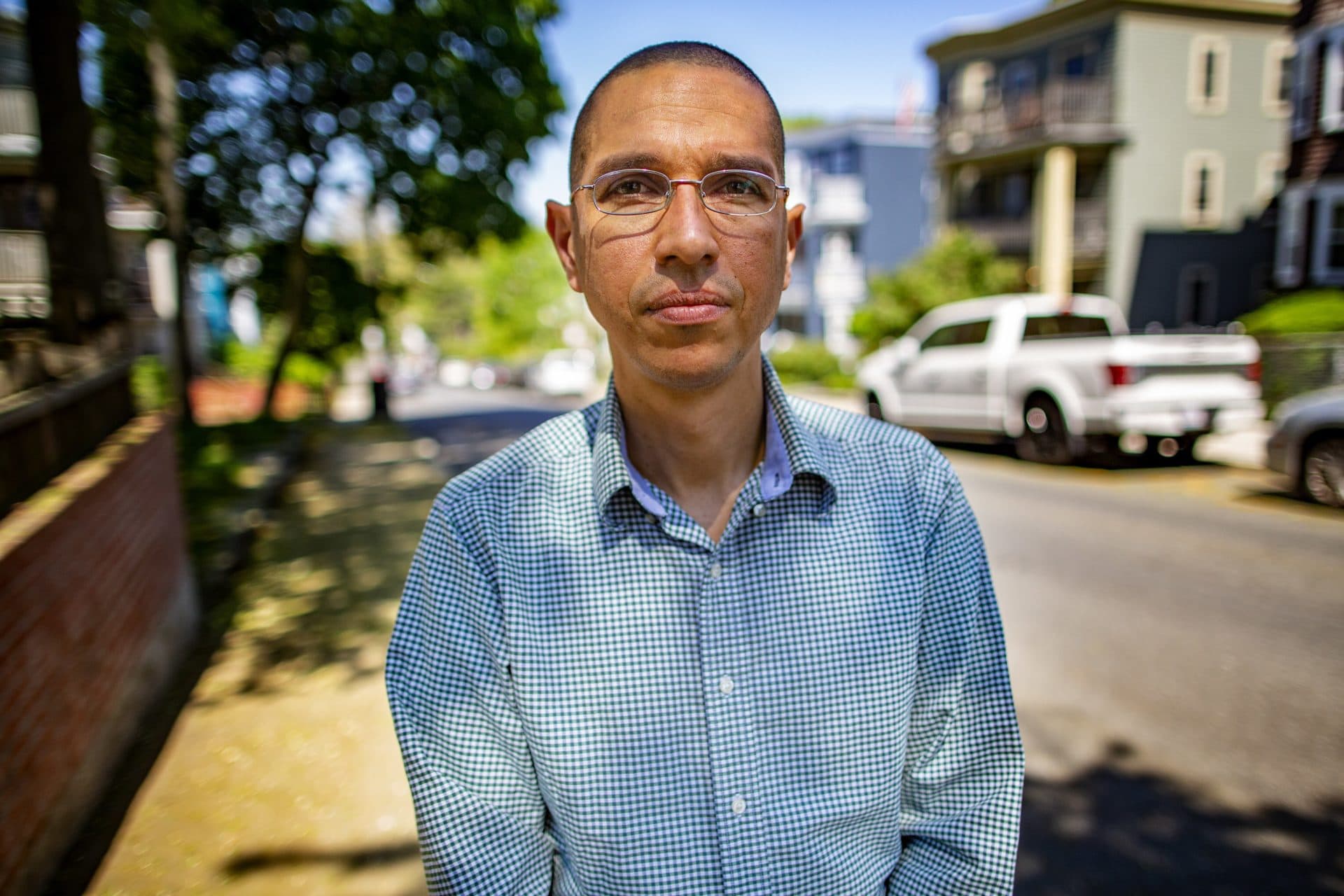Franklin Peralta in Jamaica Plain. (Jesse Costa/WBUR)