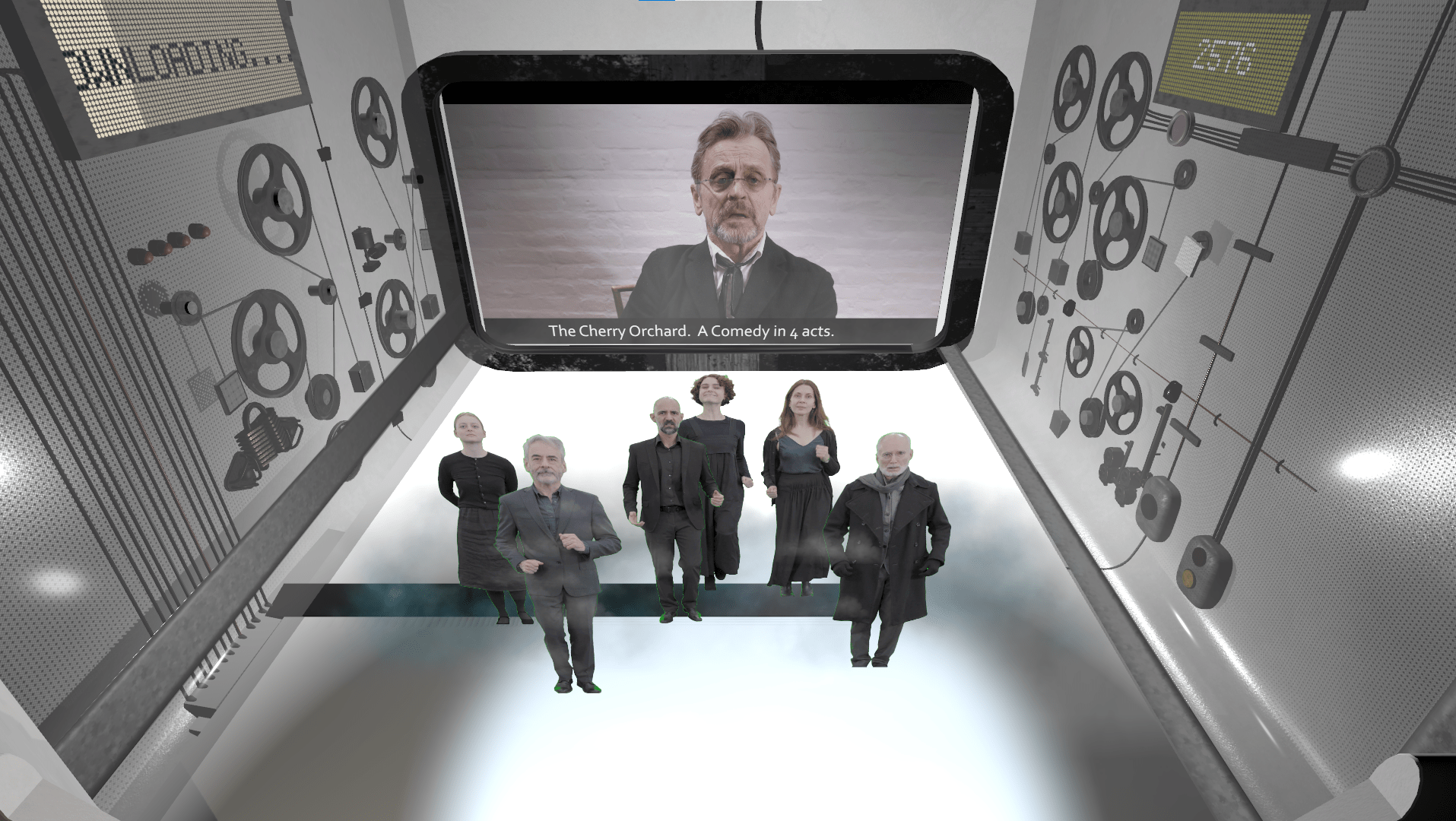 A scene from Arlekin Players Theatre “chekhovOS /an experimental game/.” (Courtesy)