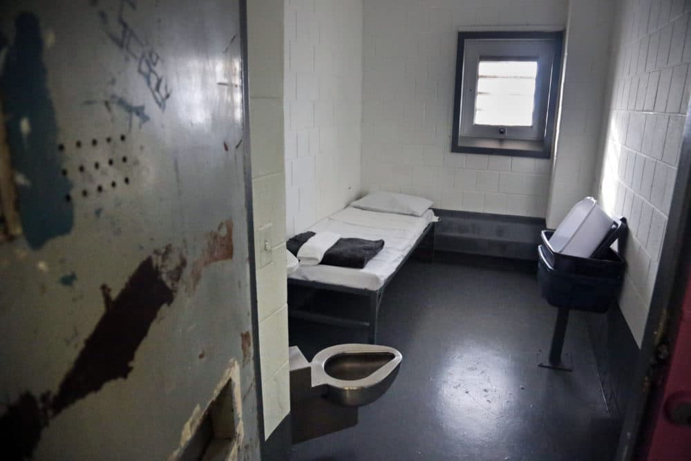 This file photo shows a solitary confinement cell called "the bing," at New York's Rikers Island jail.  (AP Photo/Bebeto Matthews, File)
