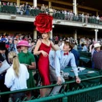 Spectators begin to disperse following the 147th running of the Kentucky Derby at Churchill Downs on May 01, 2021 in Louisville, Kentucky. (Sam Mallon/Getty Images)
