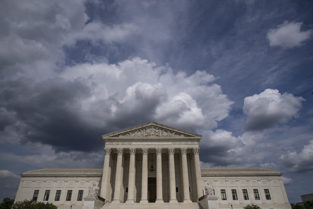 WASHINGTON, DC - MAY 17: Clouds are seen above The U.S. Supreme Court building on May 17, 2021 in Washington, DC. The Supreme Court said that it will hear a Mississippi abortion case that challenges Roe v. Wade. They will hear the case in October, with a decision likely to come in June of 2022. (Drew Angerer/Getty Images)