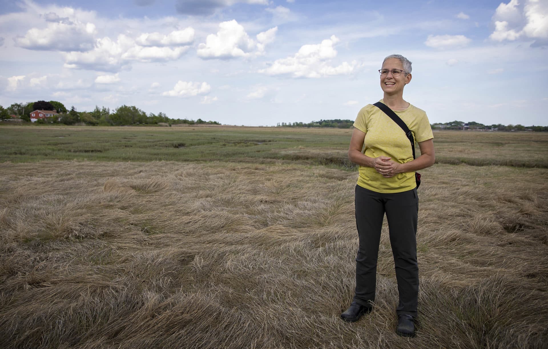 Julie Wormser, Deputy Director of the Mystic River Watershed Association, at Belle Isle Marsh. (Robin Lubbock/WBUR)