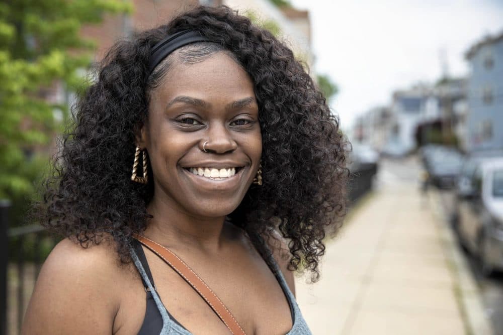Sherika Beck, near her home. (Robin Lubbock/WBUR)