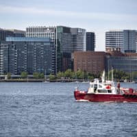 The Vertex building by Fan Pier in the Boston Seaport. (Robin Lubbock/WBUR)