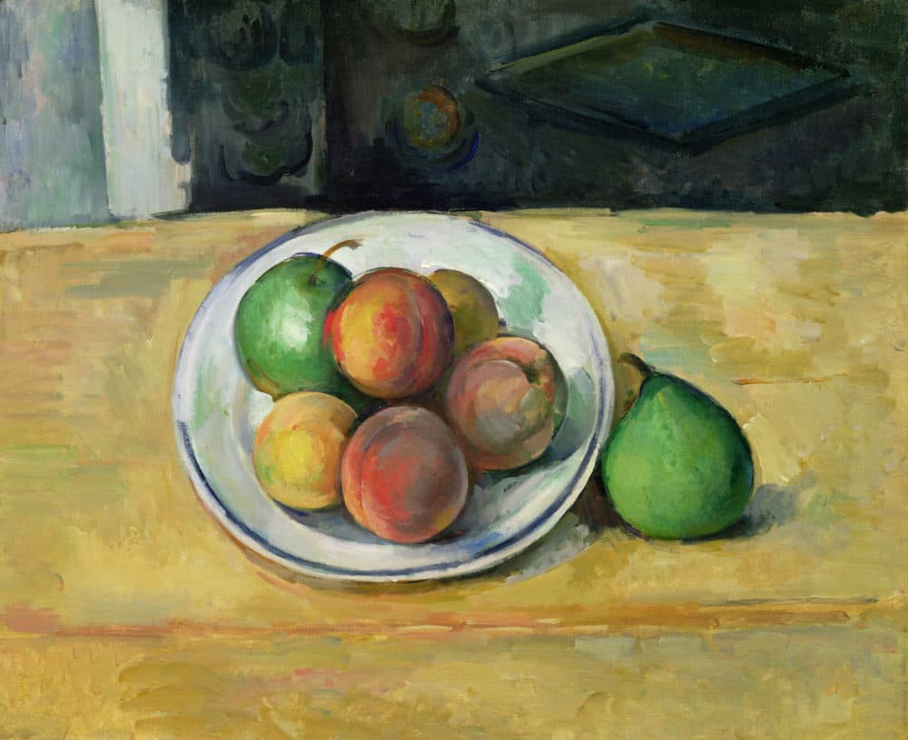 "Still Life with a Peach and Two Green Pears," (circa 1883-87) by Paul Cézanne. (Courtesy Museum of Fine Arts, Boston)