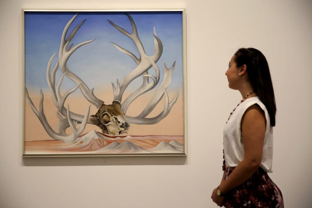 Psychotherapist Kerry Malawista says "From the Faraway, Nearby" by American artist Georgia O'Keeffe lacks the 'middle distance' which creates a jarring effect. That effect is true in life, where we need a middle distance to process grief. (Matt Dunham/AP)
