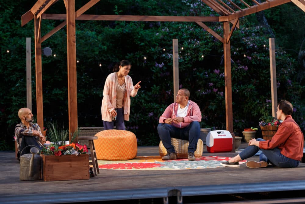 Nael Nacer, Celeste Oliva, Adrian Peguero and Kelly Chick in "Tiny, Beautiful Things" by Gloucester Stage Company. Performed at Windhover Arts Center in Rockport. (Courtesy Jason Grow)