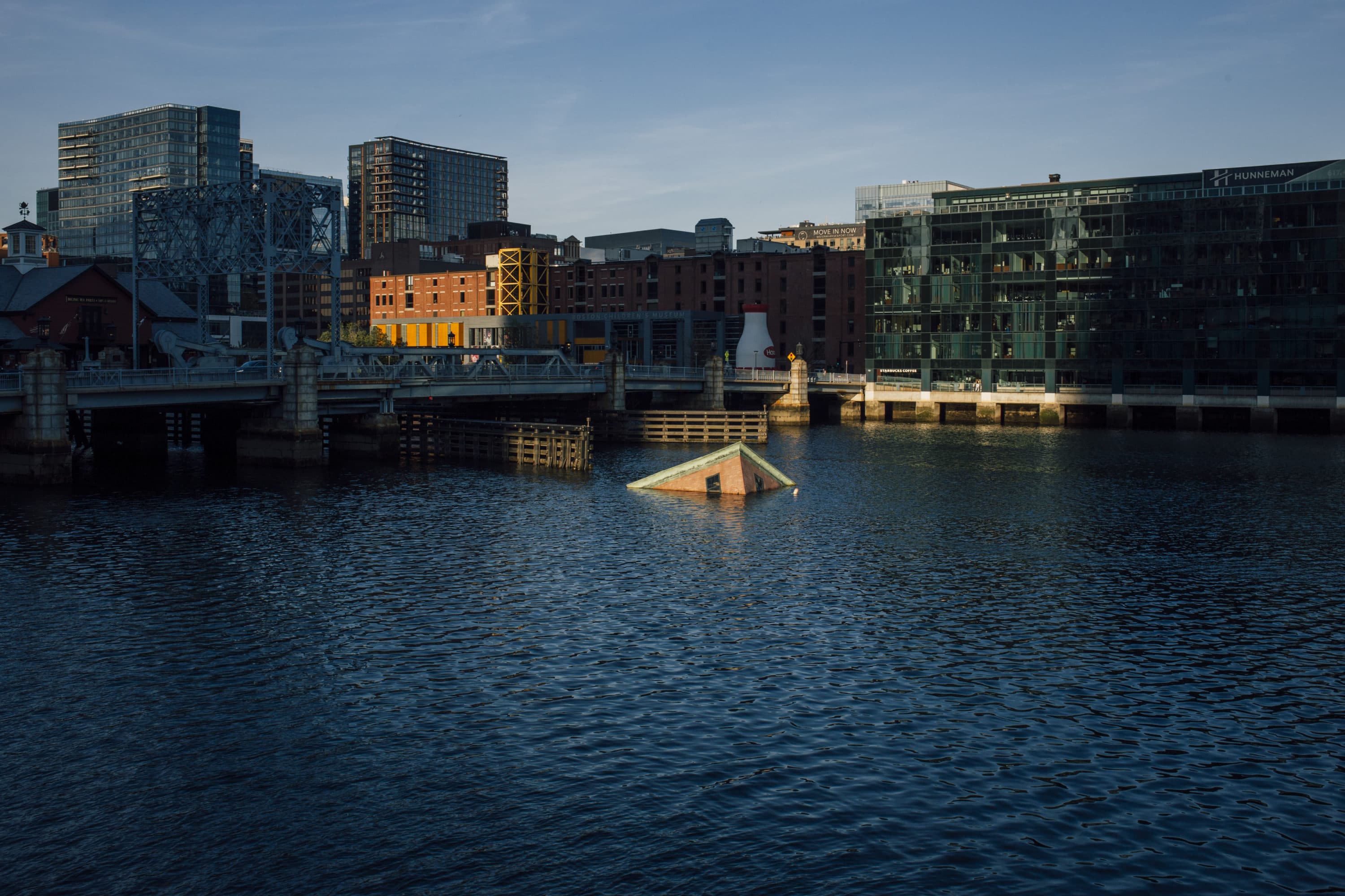 Zy Baer's "Polarity" installation imagines how the Fort Point and Seaport neighborhoods could look if nothing is done to reverse the effects of climate change. (Courtesy Fort Point Arts Commission)