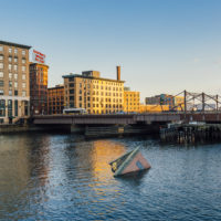 Zy Baer's "Polarity" installation imagines how the Fort Point and Seaport neighborhoods could look if nothing is done to reverse the effects of climate change. (Courtesy Fort Point Arts Commission)