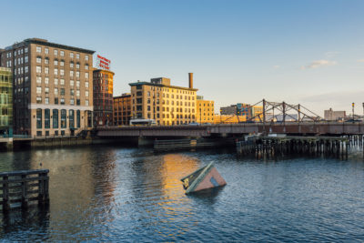Zy Baer's "Polarity" installation imagines how the Fort Point and Seaport neighborhoods could look if nothing is done to reverse the effects of climate change. (Courtesy Fort Point Arts Commission)