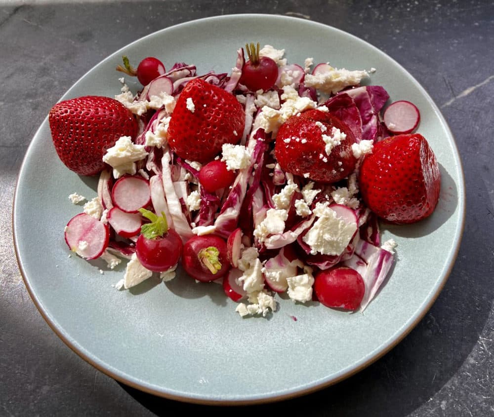 Roasted Strawberry Red Summer Salad (Kathy Gunst)