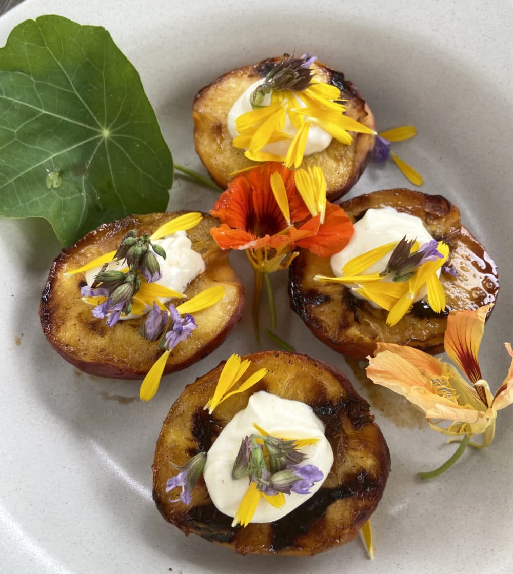 Grilled Peaches With Crème Fraîche (Kathy Gunst)