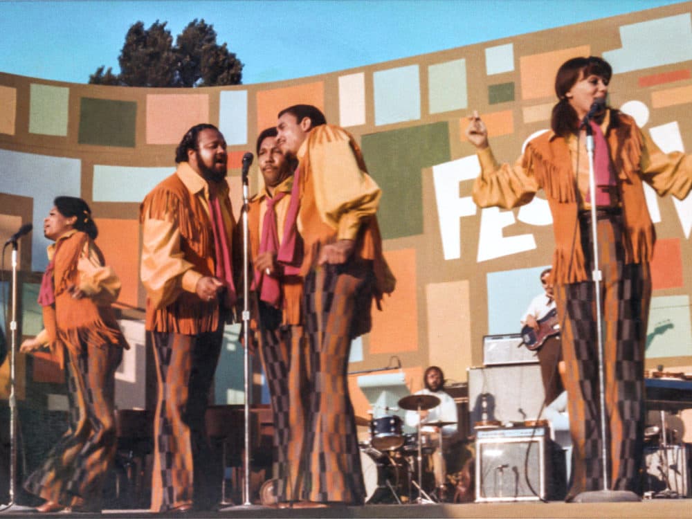 The 5th Dimension performing at the Harlem Cultural Festival in 1969, featured in "Summer of Soul." (Photo courtesy of Searchlight Pictures. © 2021 20th Century Studios)