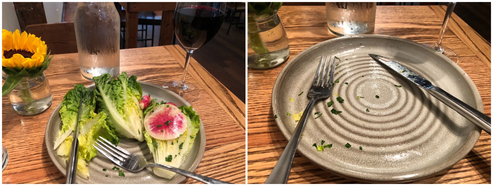 Radish and gem salad at Mission in Pittsfield. (Ed Siegel for WBUR)