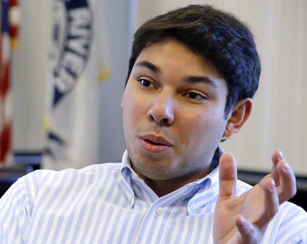 In this Jan. 6, 2016, file photo, Fall River Mayor Jasiel Correia talks in his city hall office in Fall River, Mass.(Stephan Savoia/AP File)