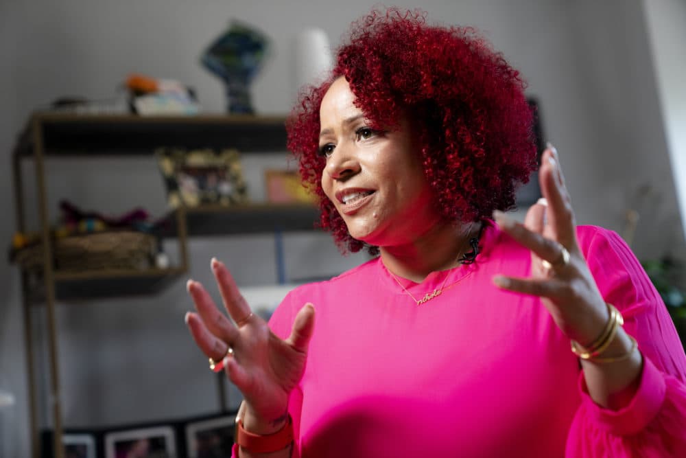 Nikole Hannah-Jones is interviewed at her home in the Brooklyn borough of New York, Tuesday, July 6, 2021. (John Minchillo/AP)