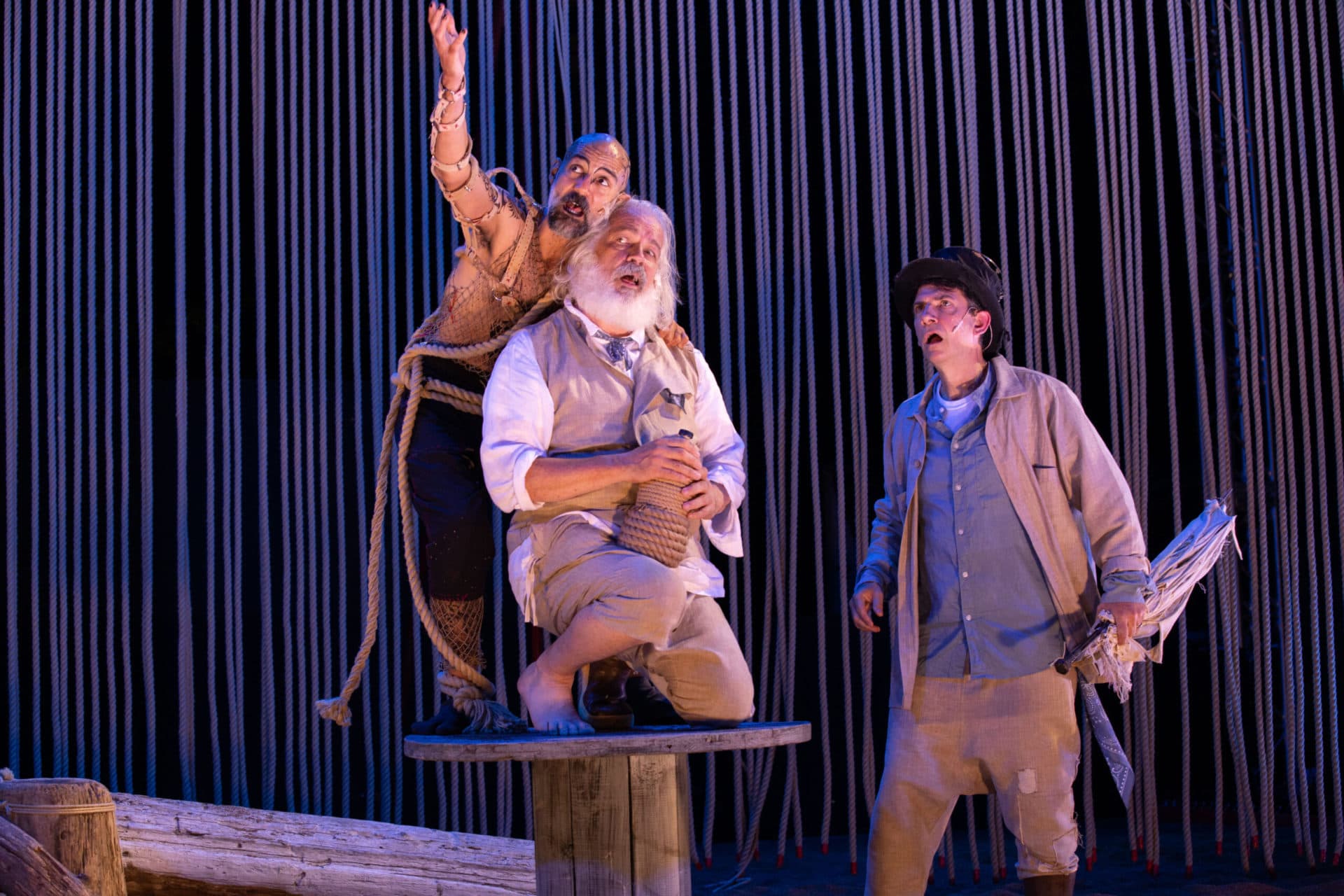 Nael Nacer as Caliban, Fred Sullivan Jr. as Stephano and John Kuntz as Trinculo in "The Tempest." (Courtesy Evgenia Eliseeva)