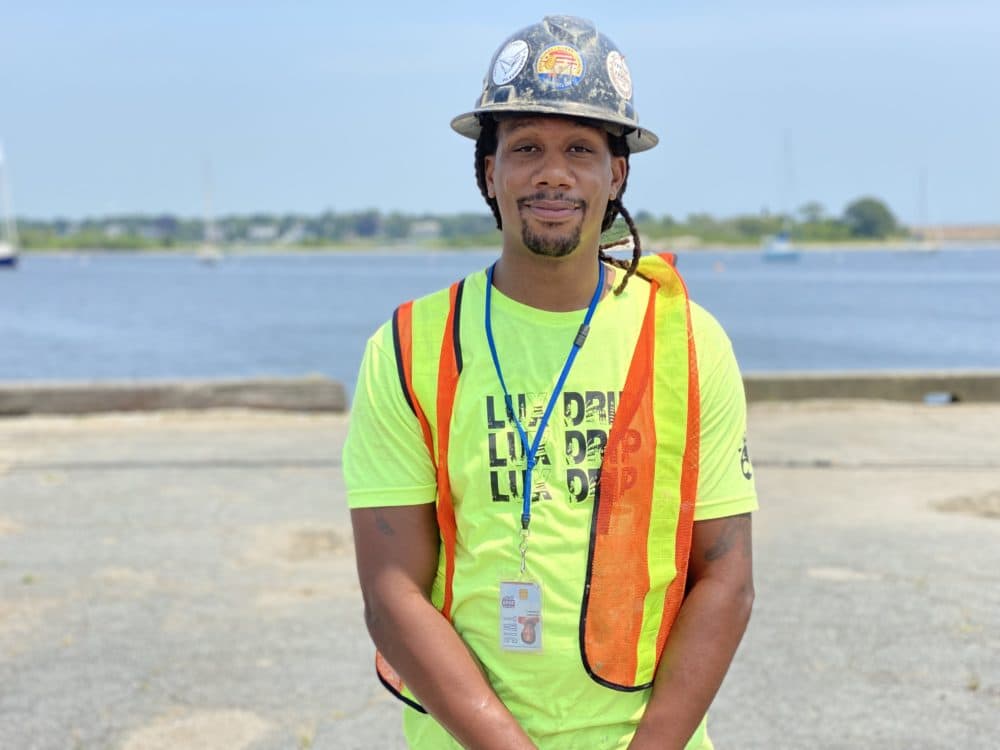 Joshua Grigsby, a pile driver with Local 56 in Boston. Miriam Wasser, WBUR