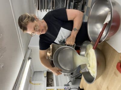 Krista Kern Desjarlais makes ice cream. (Kathy Gunst)