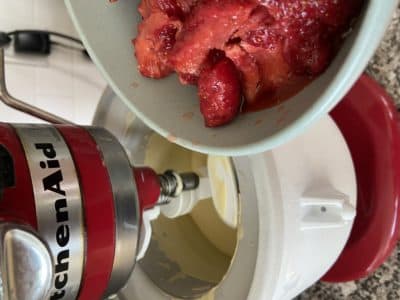 Making strawberry ice cream. (Kathy Gunst)